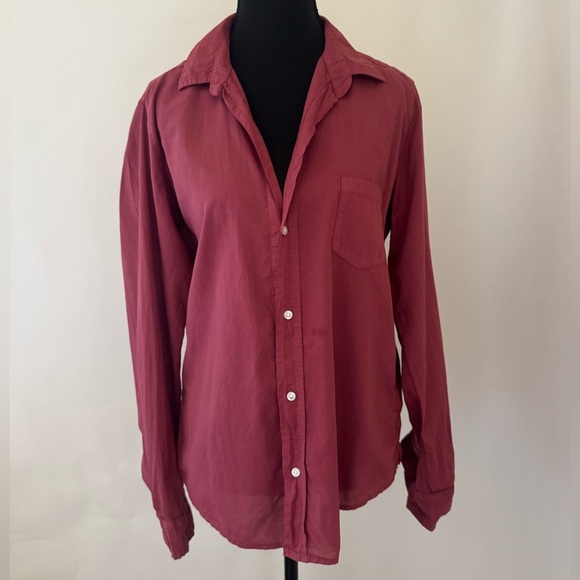 Frank & Eileen Barry Button-Down Top Shirt Blouse, Burgundy Red, Size M - Picture 2 of 11